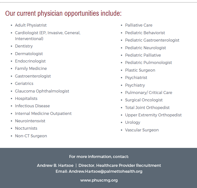 Palmetto Health USC Medical Group Open Positions